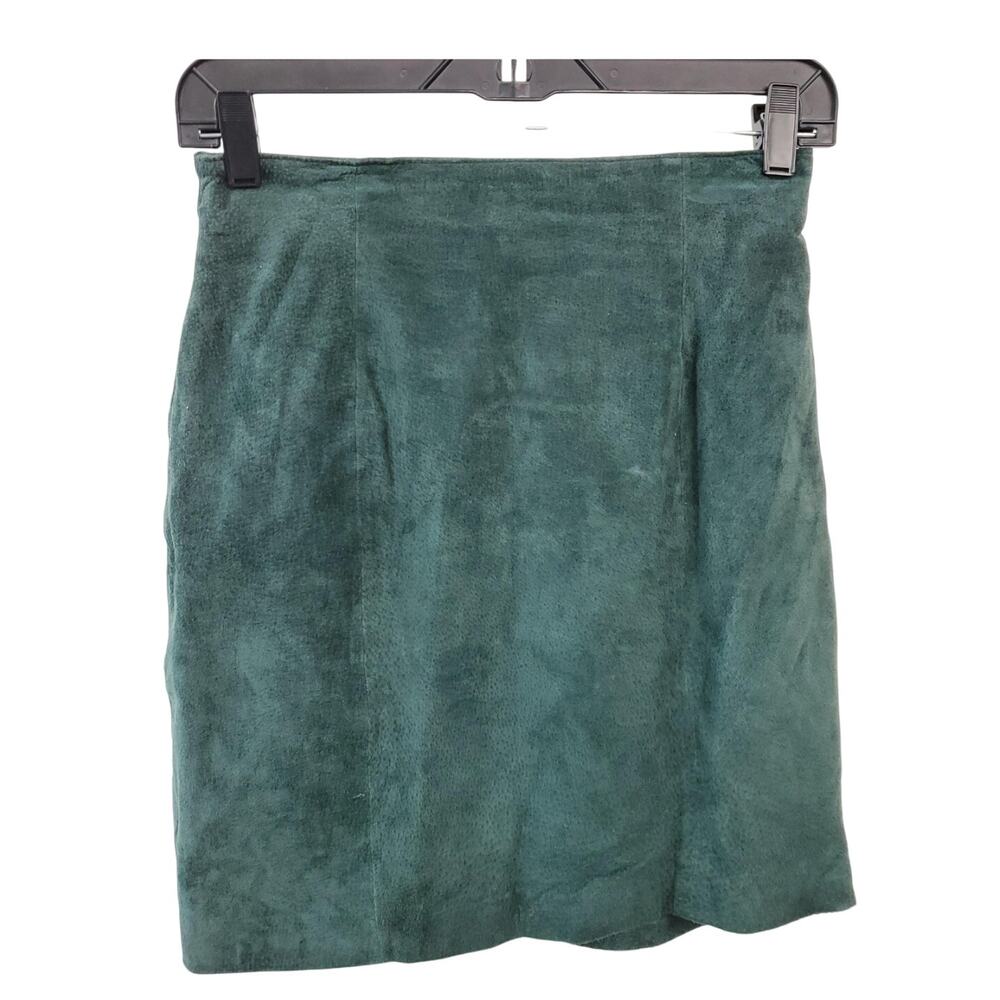 Wilsons Teal Green Suede Mini Skirt 90s Y2K Vintage Sz 8